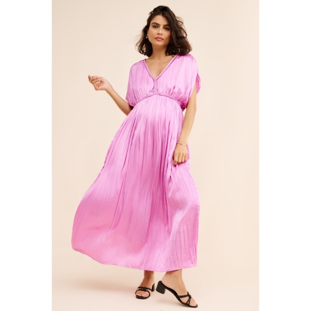HATCH Winslet pleated‎ midi dress size 2 frosted orchid elevated modern